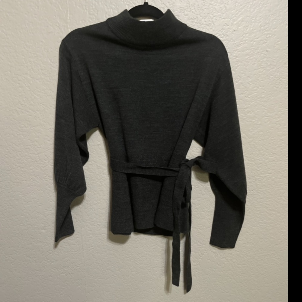 GU grey wrap high neck sweater